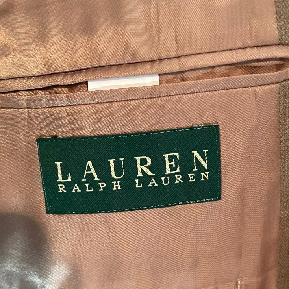 Lauren Ralph Lauren Mens 43L Brown Windowpane 100% Wool‎ 2-Button Sport Coat